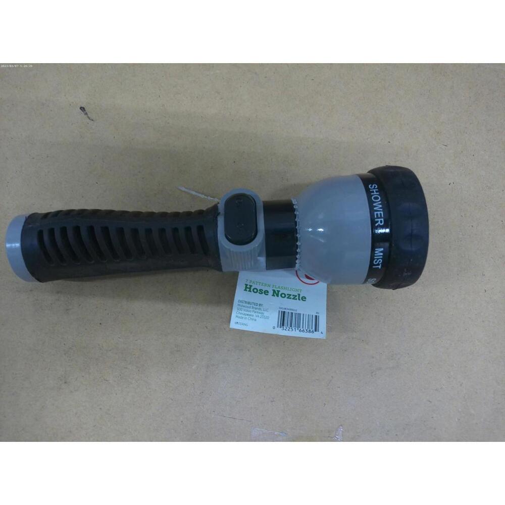 Hose Nozzle with Flashlight – 7 Spray Modes – Non-Slip Grip – Midwood Brands